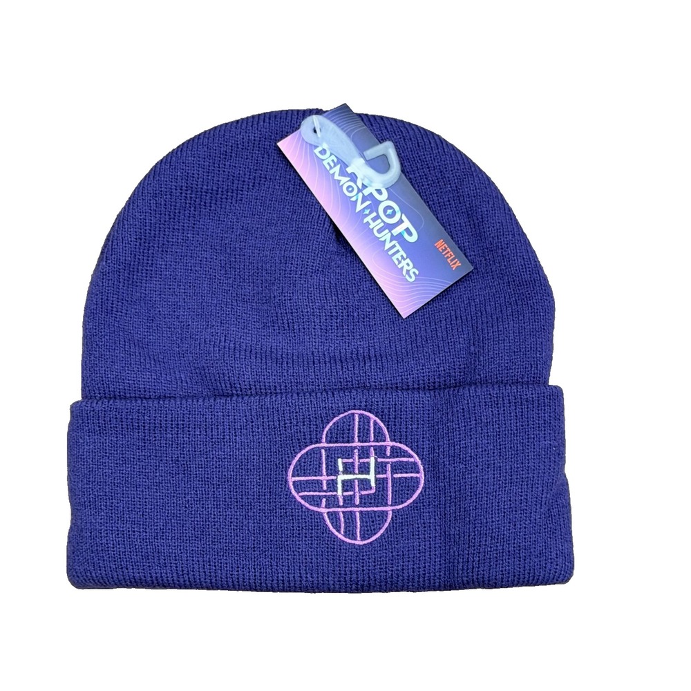 KPop Demon Hunters Beanie Purple Huntrix Logo Winter Cap Hat Girl Teen Adult NWT